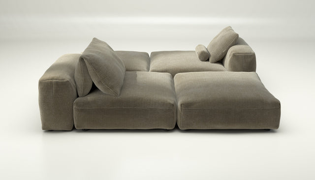 vetsak | Sofa Set 08 - Daybed - cord velour - khaki | Modulaire Sofa | 6 Zits | Outdoor Island | Double lounger