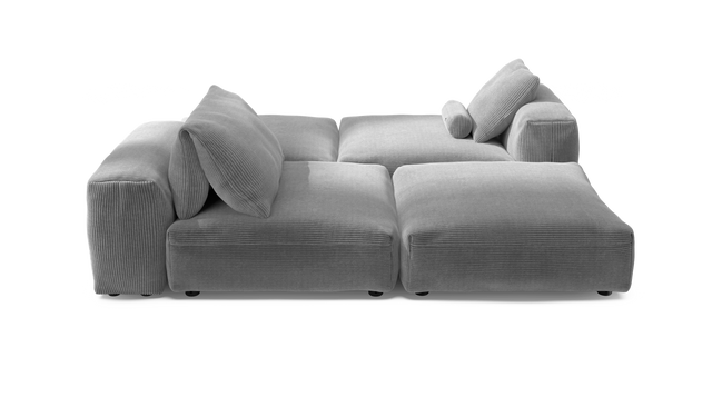 vetsak | Sofa Set 08 - Daybed - Cord Velour - Light Grey | Modulaire Sofa | 6 Zits | Outdoor Island | Double lounger