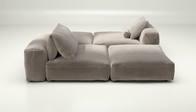 vetsak | Sofa Set 08 - Daybed - cord velour - platinum | Modulaire Sofa | 6 Zits | Outdoor Island | Double lounger