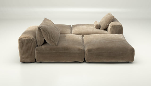 vetsak | Sofa Set 08 - Daybed - cord velour - sand | Modulaire Sofa | 6 Zits | Outdoor Island | Double lounger