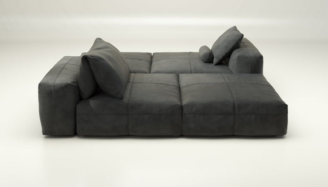 vetsak | Sofa Set 08 - Daybed - leather - dark grey | Modulaire Sofa | 6 Zits | Outdoor Island | Double lounger