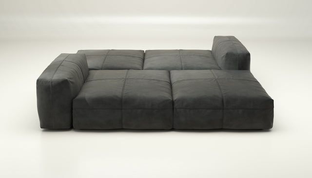 vetsak | Sofa Set 08 - Daybed - leather - dark grey | Modulaire Sofa | 6 Zits | Outdoor Island | Double lounger