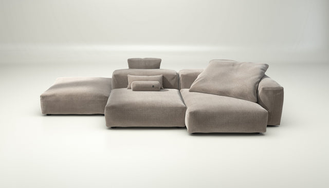 vetsak | Sofa Set 09 - The Island - cord velour - platinum | Modulaire Sofa | 7 Zits | Sofa Island