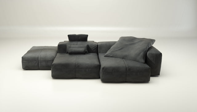 vetsak | Sofa Set 09 - The Island - leather - dark grey | Modulaire Sofa | 7 Zits | Sofa Island