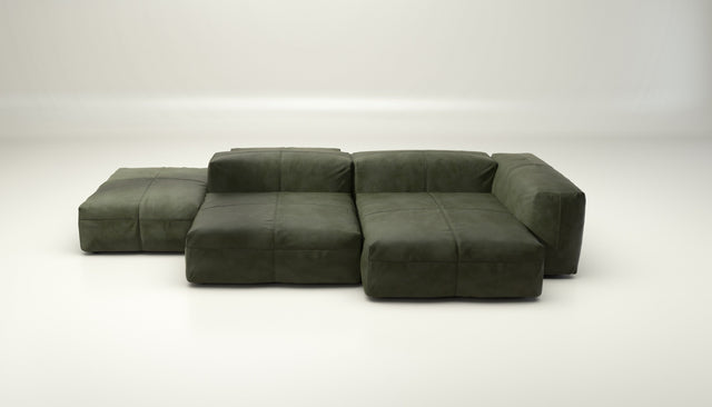 vetsak | Sofa Set 09 - The Island - leather - olive | Modulaire Sofa | 7 Zits | Sofa Island