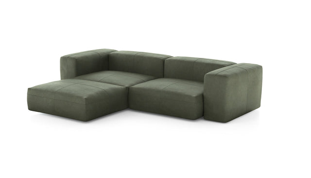 Preset three module chaise sofa - leather - olive - 272cm x 199cm