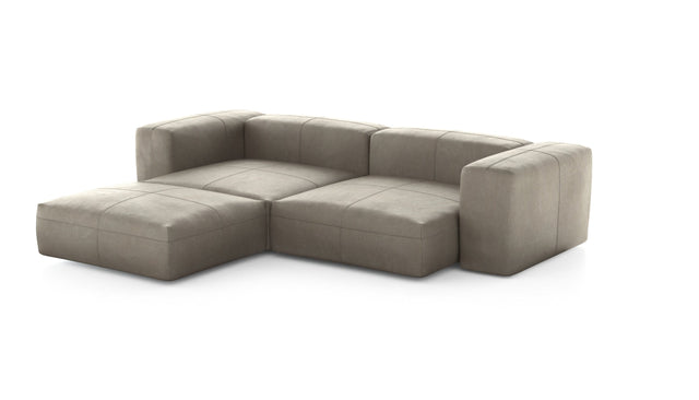 Preset three module chaise sofa - leather - beige - 272cm x 220cm