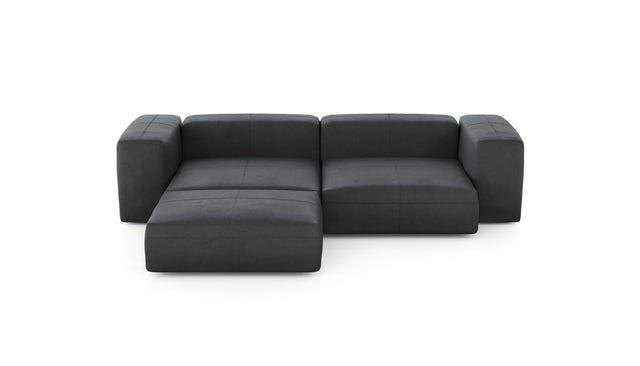 Preset three module chaise sofa - leather - dark grey - 272cm x 220cm