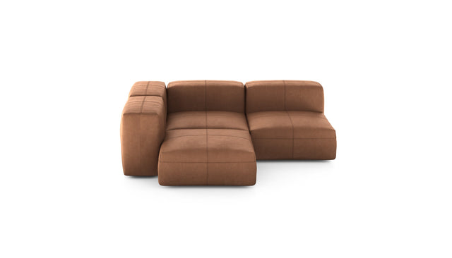 Preset three module corner sofa - leather - brown - 199cm x 199cm