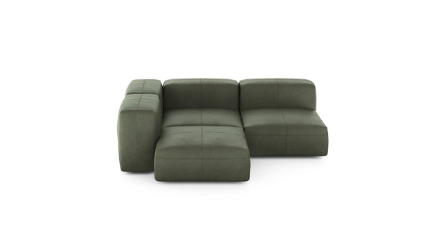 Preset three module corner sofa - leather - olive - 199cm x 199cm