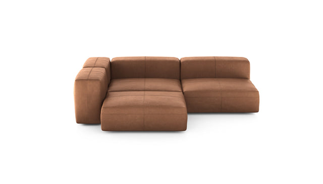 Preset three module corner sofa - leather - brown - 220cm x 220cm