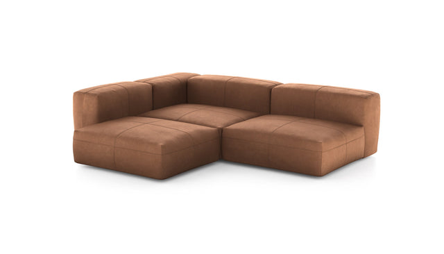 Preset three module corner sofa - leather - brown - 220cm x 220cm