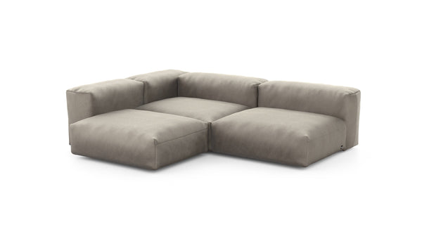 Preset three module corner sofa - velvet - stone - 220cm x 220cm