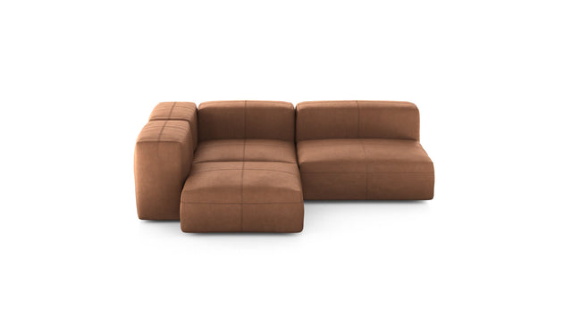 Preset three module corner sofa - leather - brown - 241cm x 199cm