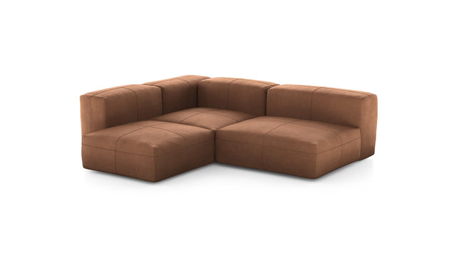 Preset three module corner sofa - leather - brown - 241cm x 199cm