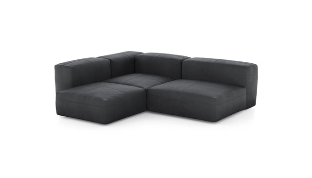 Preset three module corner sofa - leather - dark grey - 241cm x 199cm