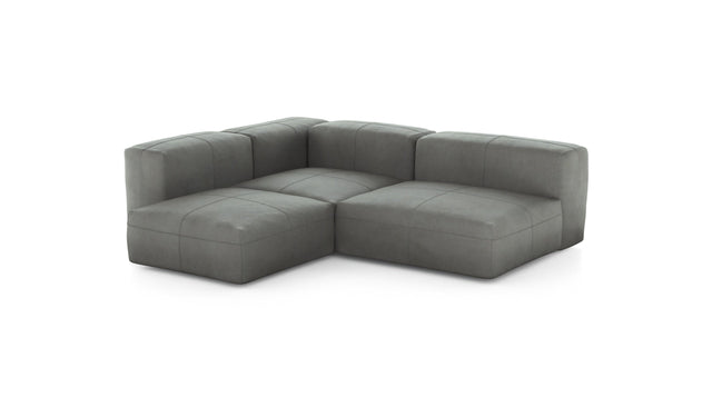 Preset three module corner sofa - leather - light grey - 241cm x 199cm