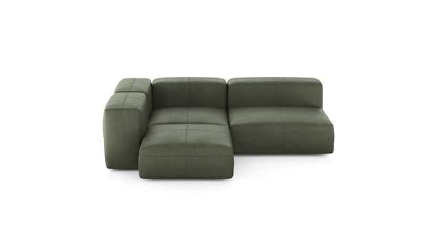 Preset three module corner sofa - leather - olive - 241cm x 199cm