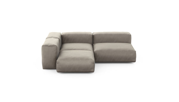 Preset three module corner sofa - velvet - stone - 241cm x 199cm