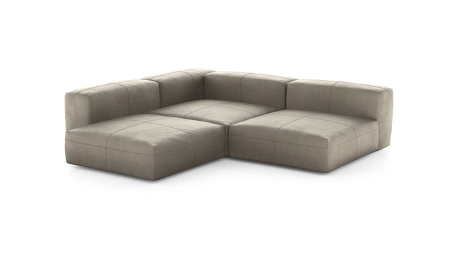 Preset three module corner sofa - leather - beige - 241cm x 241cm