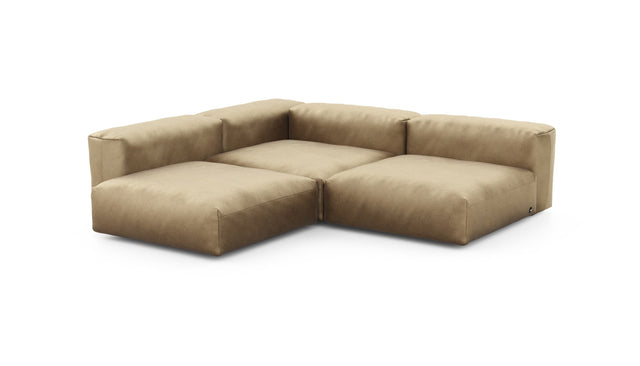 Preset three module corner sofa - velvet - caramel - 241cm x 241cm