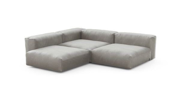 Preset three module corner sofa - velvet - light grey - 241cm x 241cm