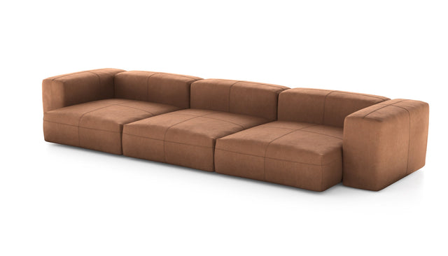 Preset three module sofa - leather - brown - 377cm x 136cm