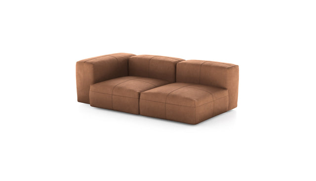 Preset two module chaise sofa - leather - brown - 199cm x 115cm