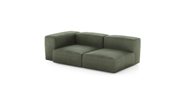 Preset two module chaise sofa - leather - olive - 199cm x 115cm