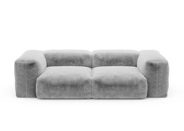 Preset two module sofa - faux fur - grey - 230cm x 115cm
