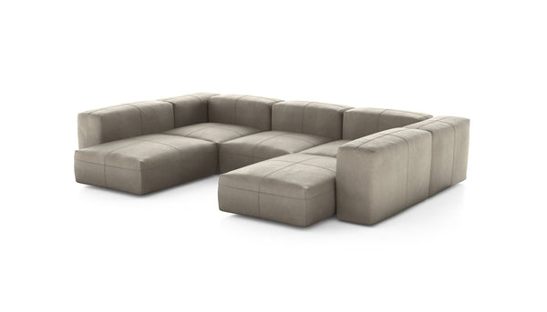 Preset u-shape sofa - leather - beige - 314cm x 220cm