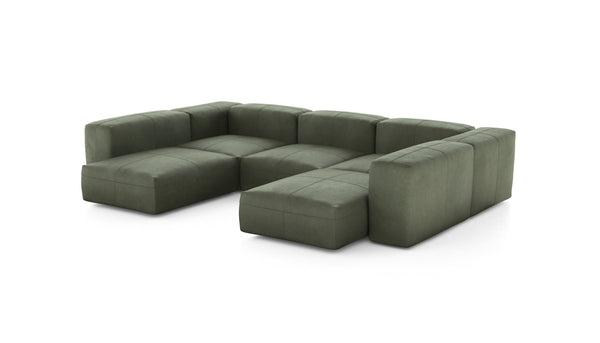 Preset u-shape sofa - leather - olive - 314cm x 220cm