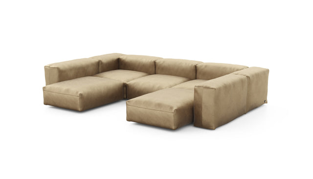 Preset u-shape sofa - velvet - caramel - 314cm x 220cm