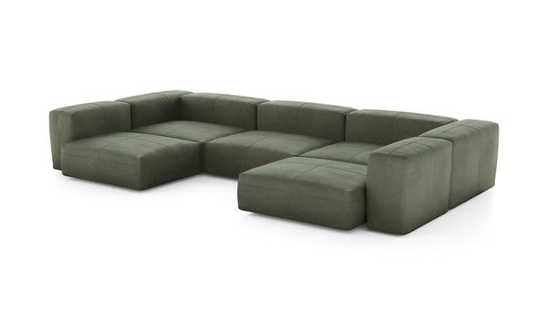 Preset u-shape sofa - leather - olive - 377cm x 199cm
