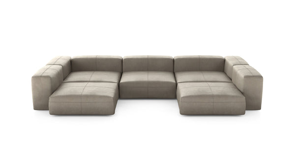 Preset u-shape sofa - leather - beige - 377cm x 220cm