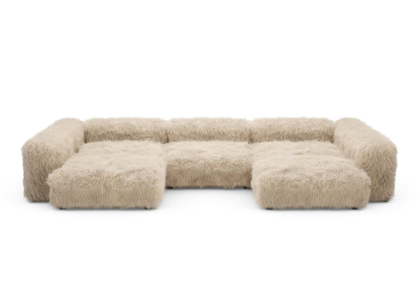 Preset u-shape sofa - flokati - beige - 377cm x 241cm