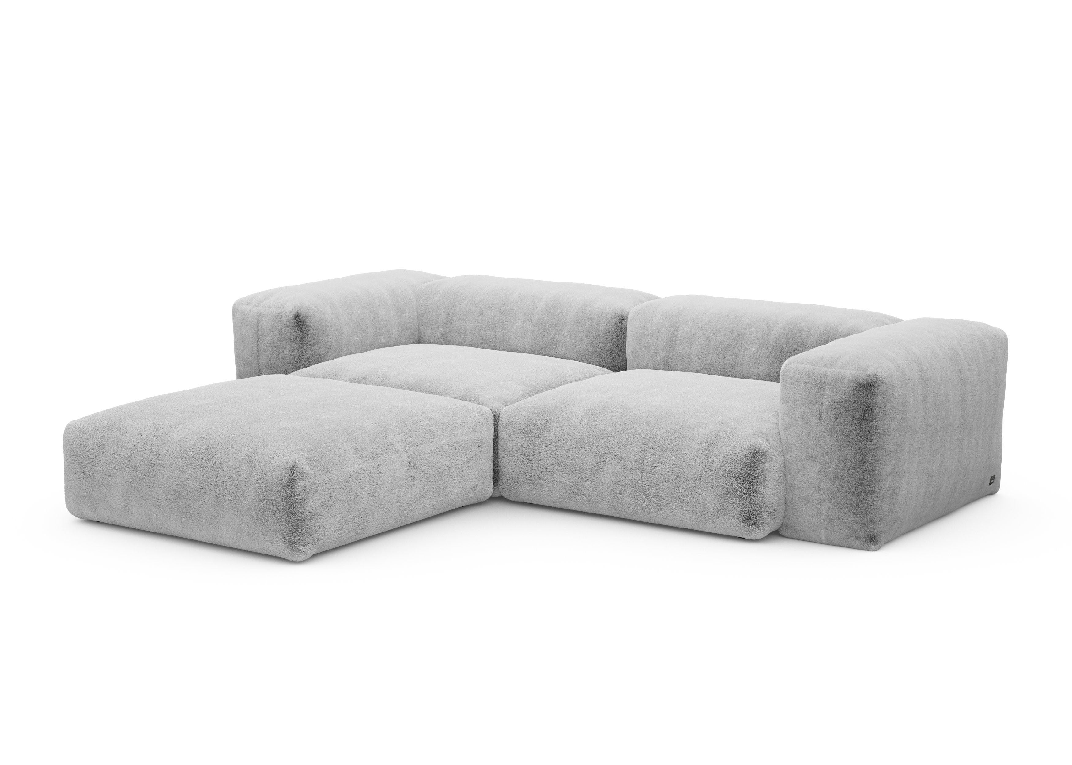 vetsak®-Corner Sofa L Faux Fur grey
