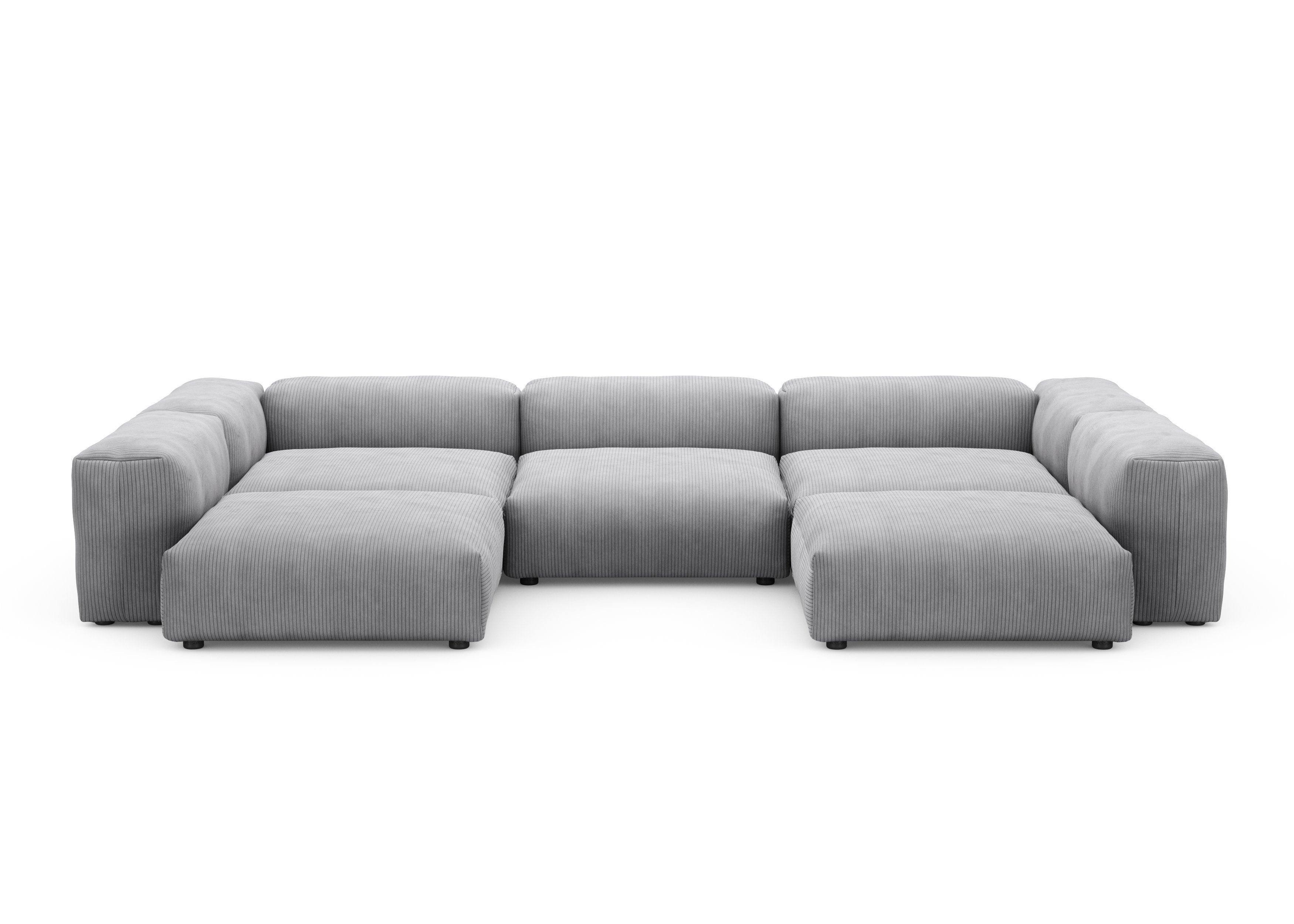 vetsak®-U-Shape Sofa L Cord Velours light grey