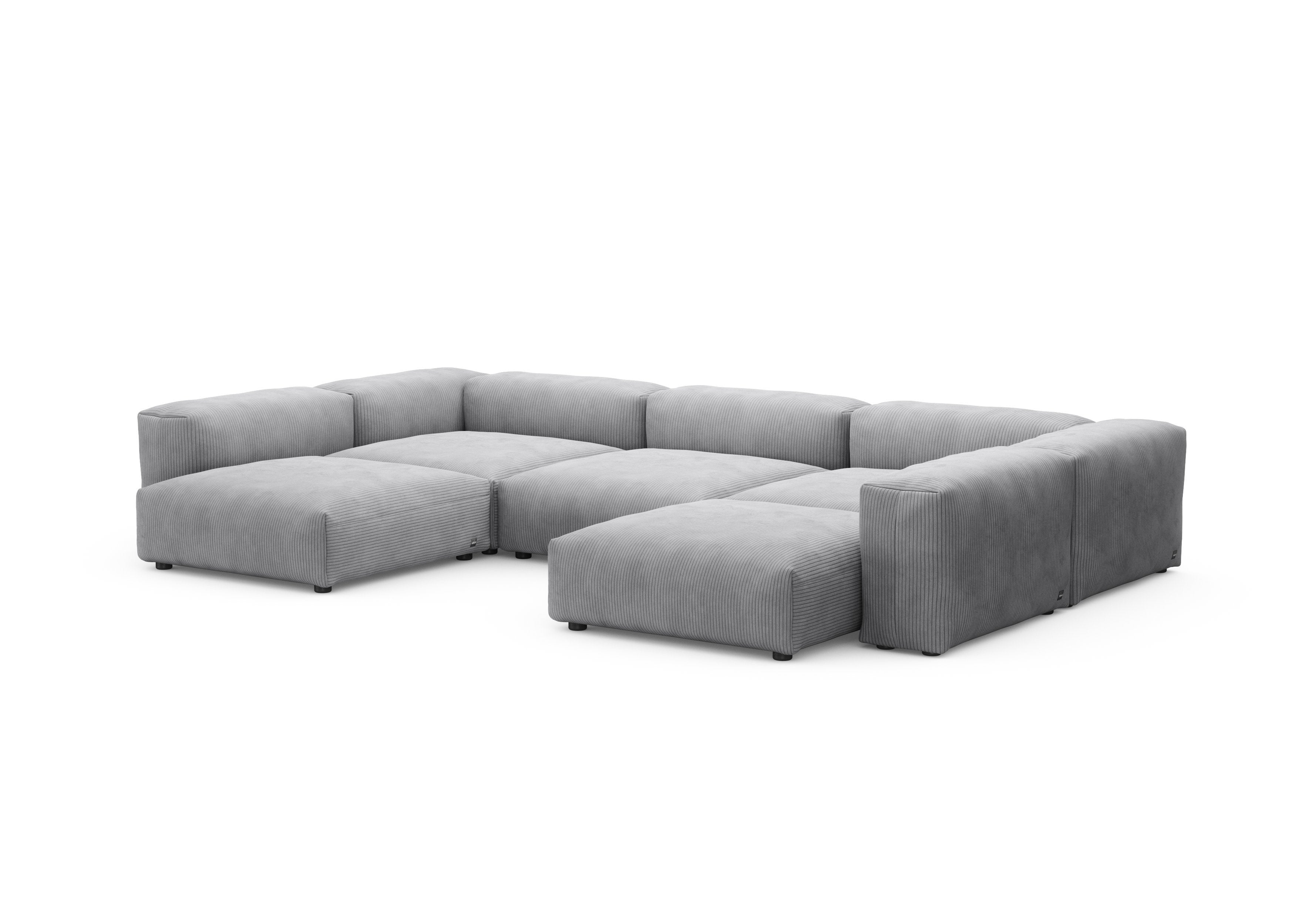 vetsak®-U-Shape Sofa L Cord Velours light grey